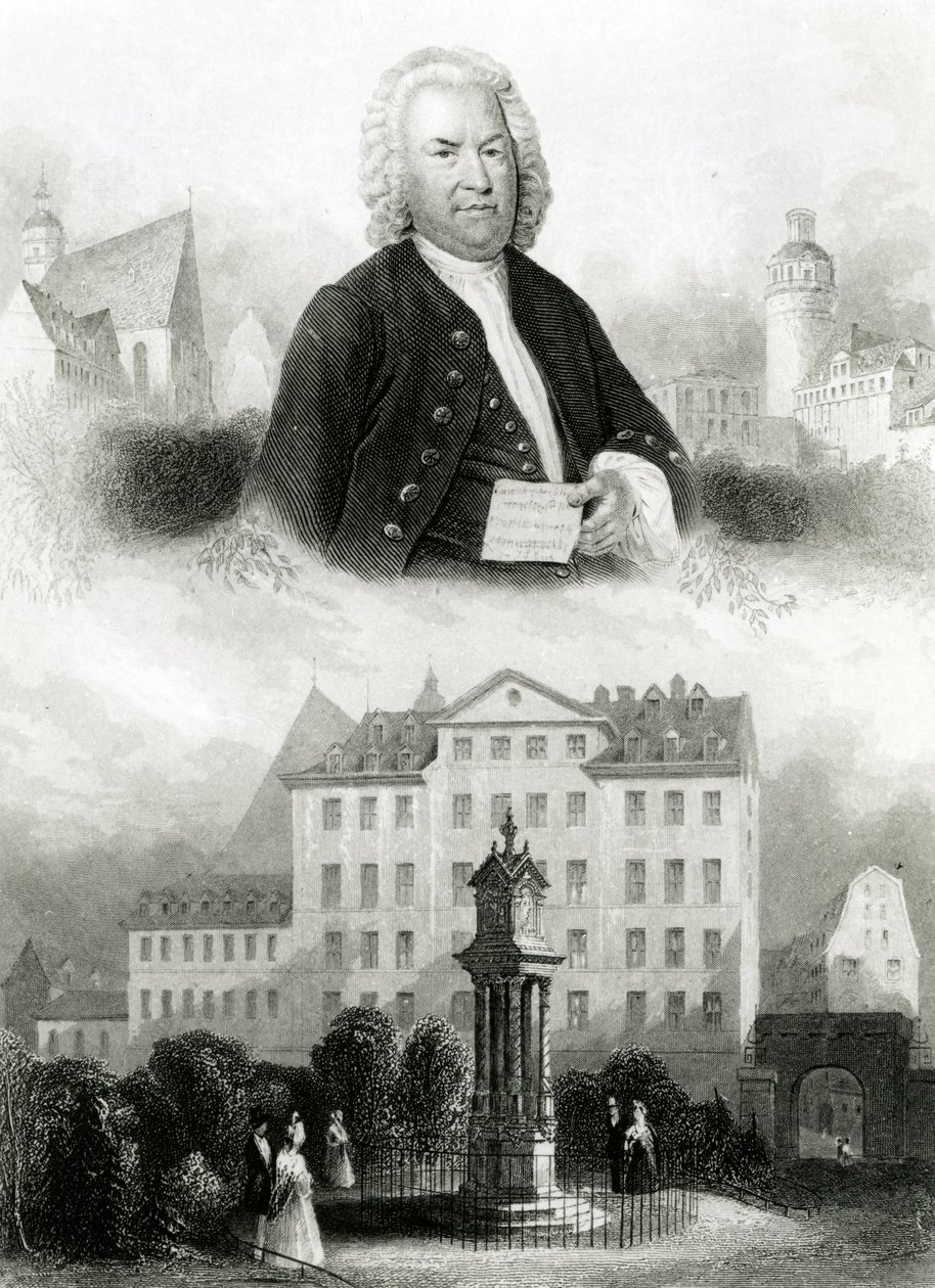 Ritratto di Johann Sebastian Bach (1685-1750) e Monumento da Albert Henry Payne