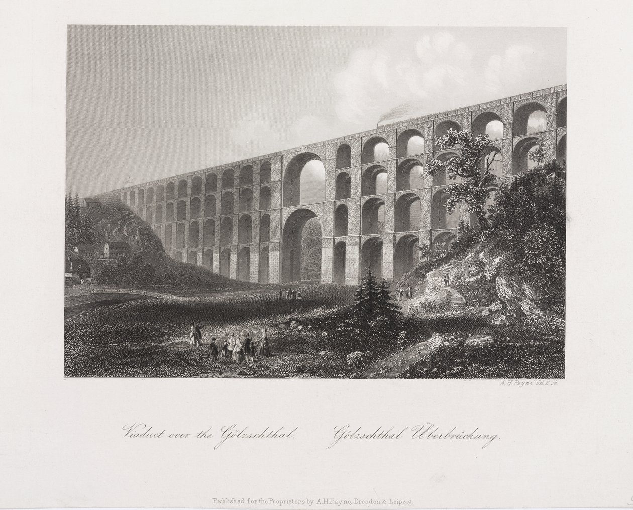 Viadotto sul Golzschthal, Sassonia, c.1840 da Albert Henry Payne