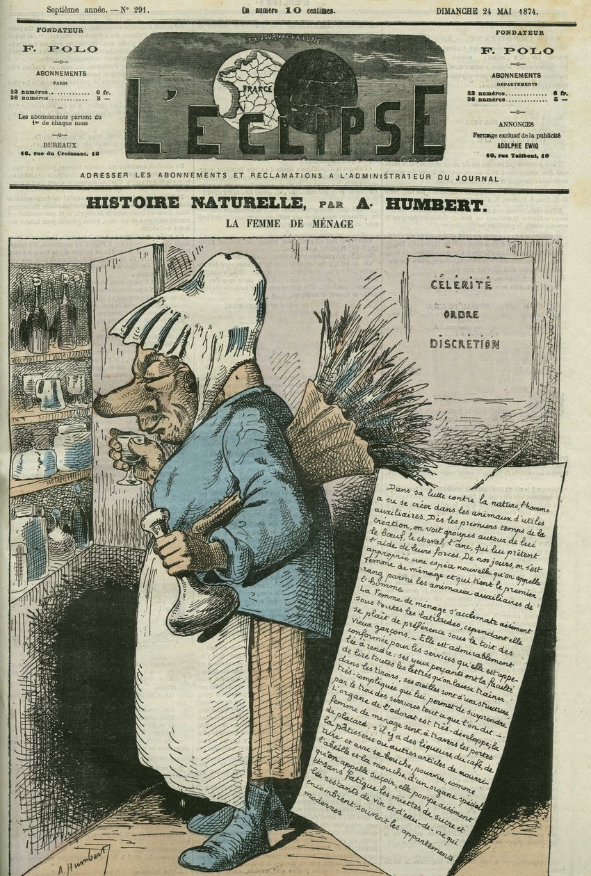 Caricatura di “La casalinga, storia naturale”. Copertina in “L
