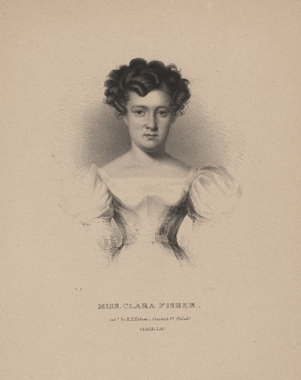 Miss Clara Fisher, litografia di C.G. Childs, 1830 da Albert Newsam