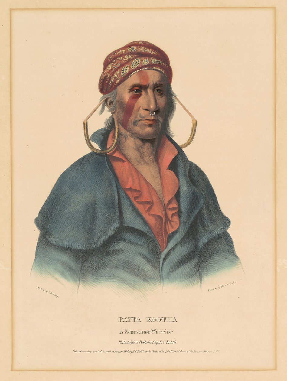 Payta Kootha, un guerriero Shawnee da Albert Newsam, after Henry Inman, after Charles Bird King