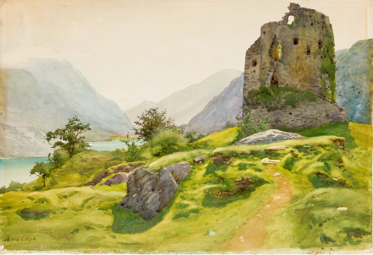 Paesaggio montano con rovina da Albert Nikolaevich Benois