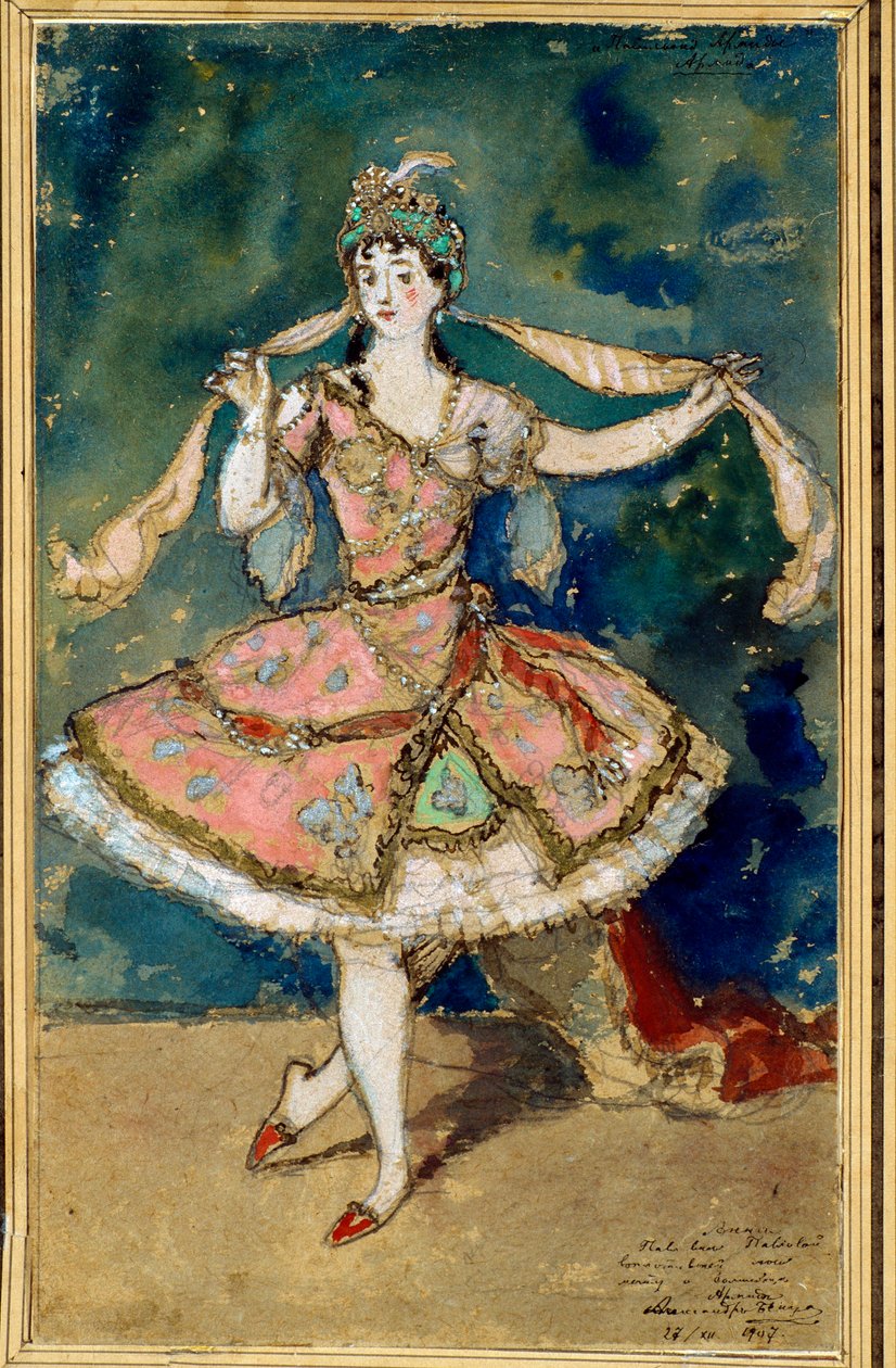 Costume preparatorio per "Il padiglione di Armide", balletto di Nikolai Tcherepnine (1873-1945) - Opera di Alexander Nikolayevich Benois (1870-1960) da Albert Nikolayevich Benois