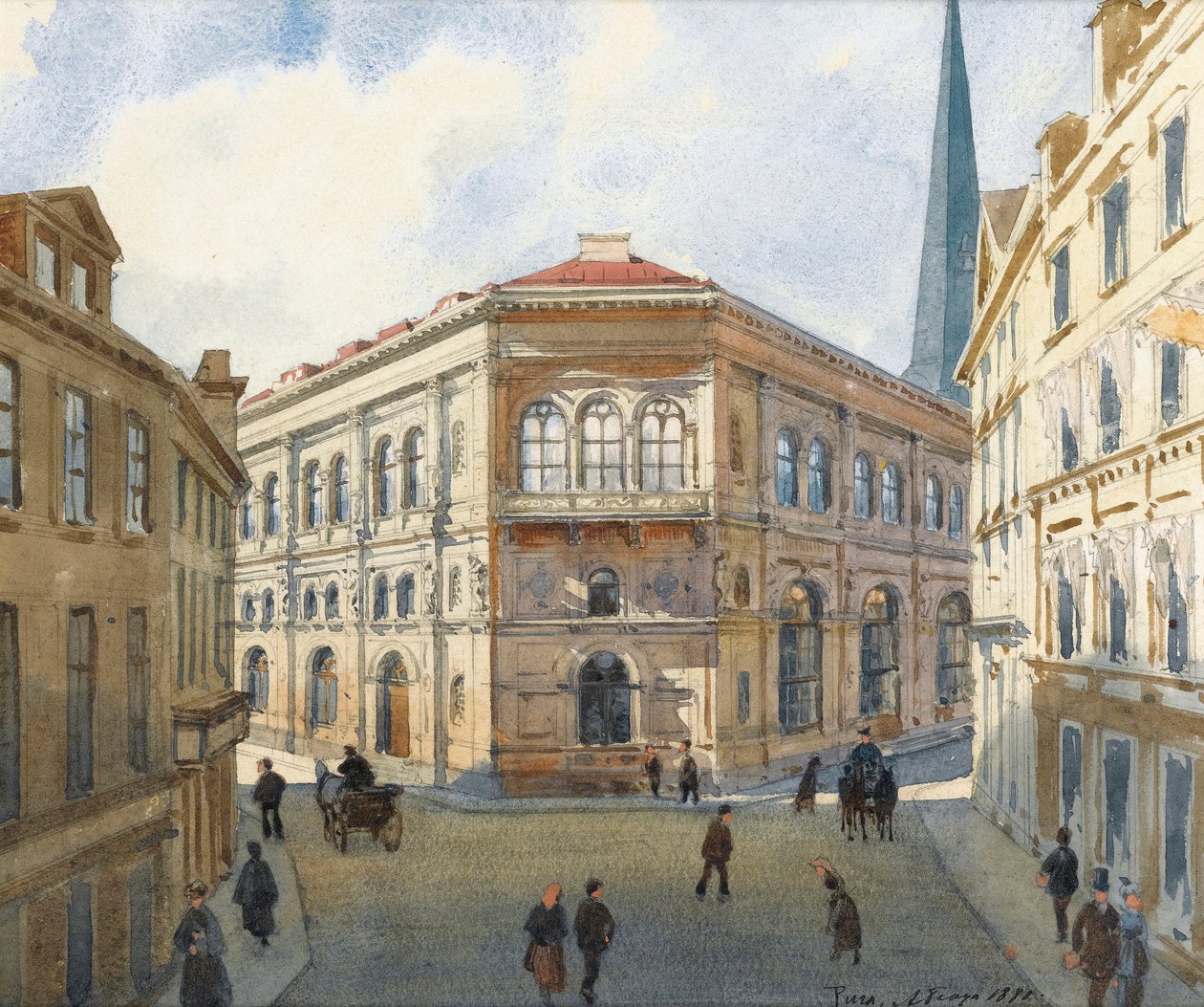 Veduta della Borsa di Riga in Lettonia (acquarello di Albert Benois) da Albert Nikolaevich Benois