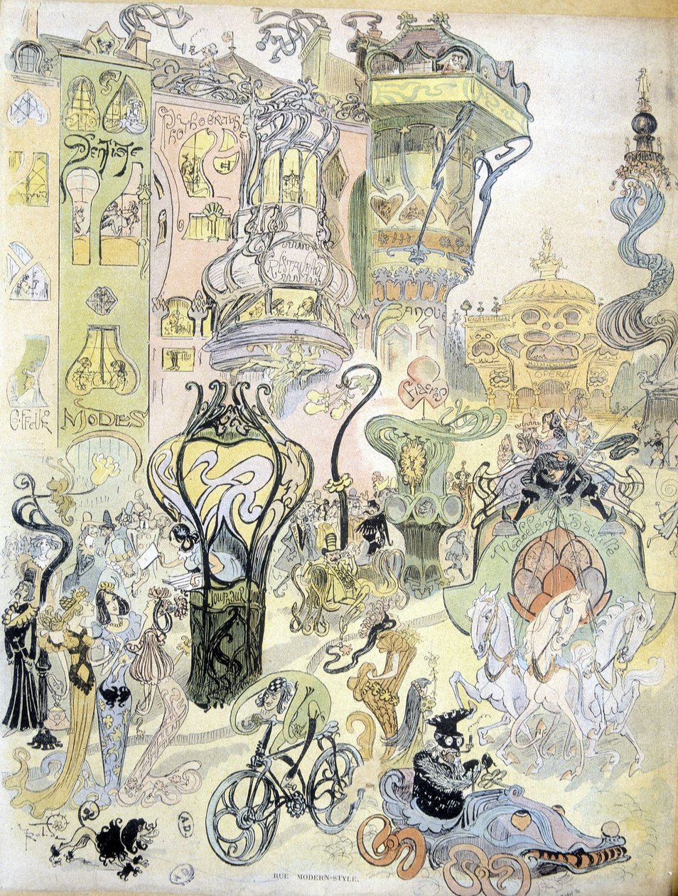 Una città moderna - stile di Robida (disegno) da Albert Robida