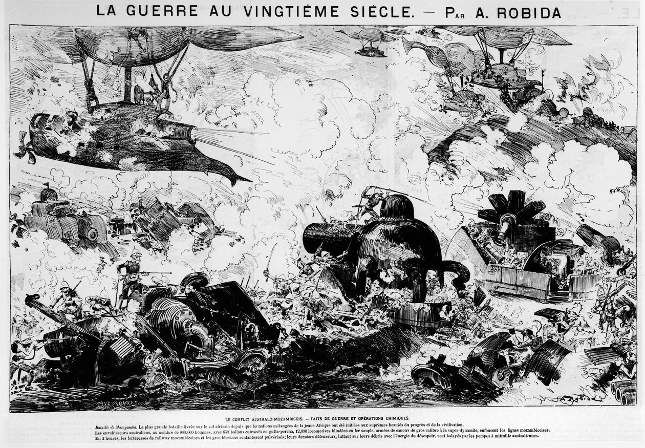 Anticipazione: Battaglia di Mazayamba: il conflitto australo-mozambicano, guerra e operazioni chimiche - in "La guerra nel XX secolo" di A. Robida da Albert Robida