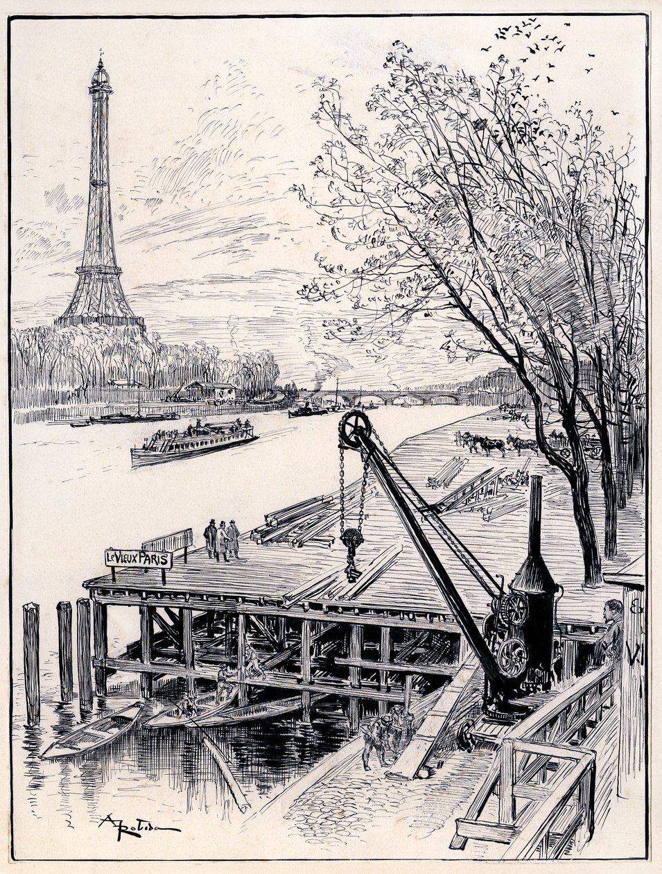 Inizio dei lavori di costruzione per la ricostruzione architettonica del Vecchio Parigi medievale, sulle rive della Senna, per l