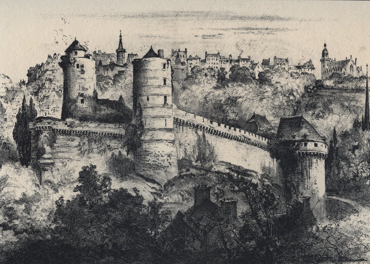 Château de Fougères - castello fortificato nel dipartimento di Ille-et-Vilaine. Vecchia Francia - Bretagna - testo, disegni e litografie, di Albert Robida (1848-1926) fine XIX secolo da Albert Robida