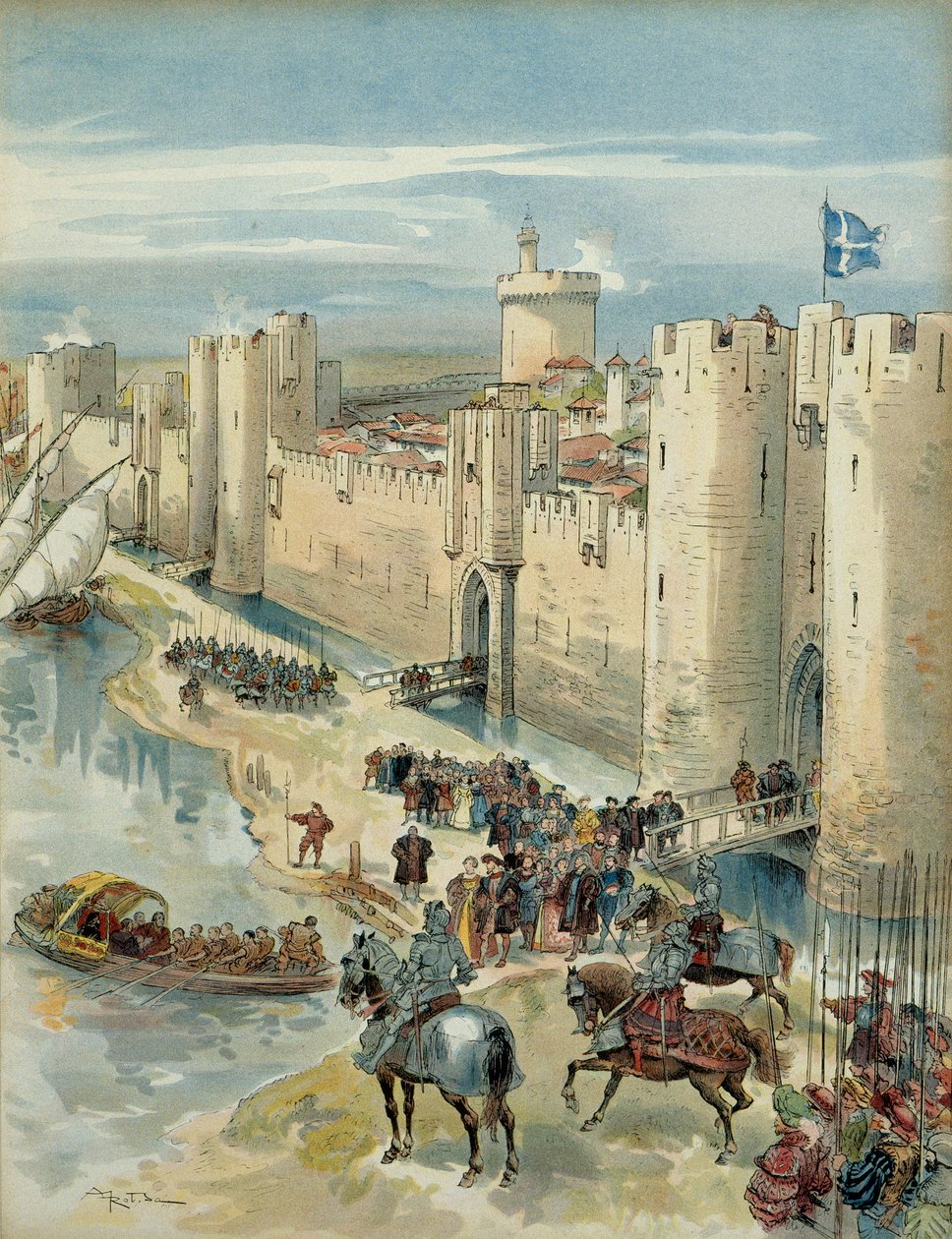 Ottava guerra italiana: intervista di Aigues Mortes il 14 luglio 1538 da Albert Robida