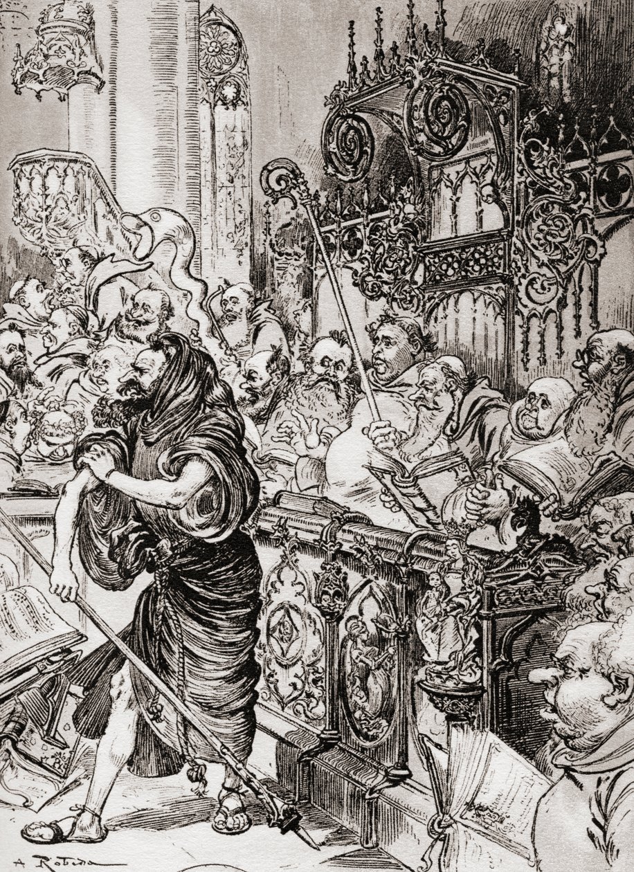 Frate Jean des Entommeures si impadronisce del bastone della croce da Albert Robida
