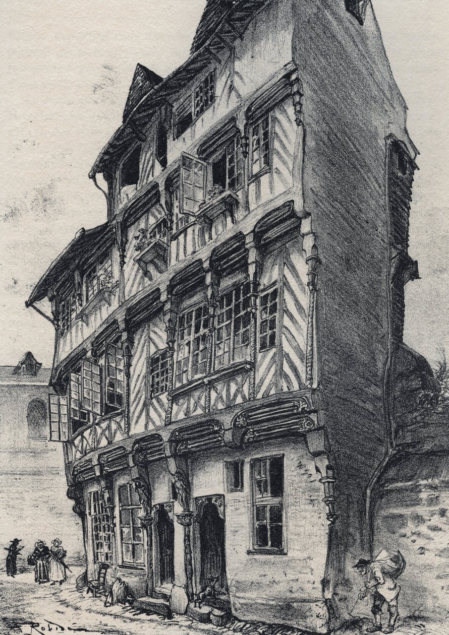 Casa rue Saint Guillaume a Rennes - Vecchia Francia - Bretagna - testo, disegni e litografie di Albert Robida da Albert Robida