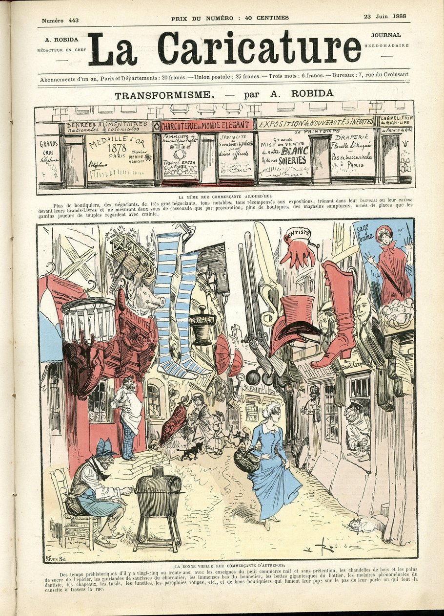 Illustrazione di Albert Robida (1848-1926) per la copertina di La Caricature (1880) da Albert Robida