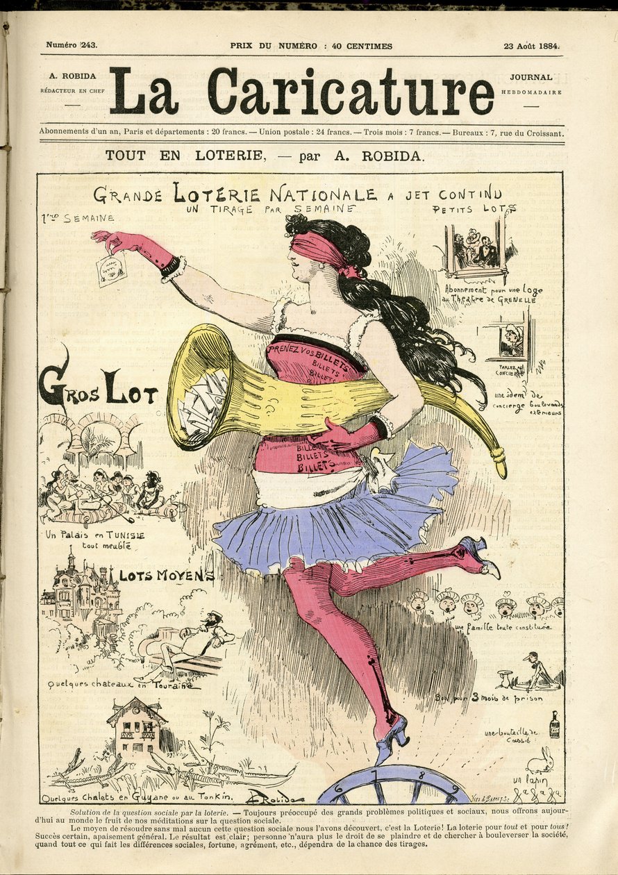 Illustrazione di Albert Robida (1848-1926) per la copertina di La Caricature (1880) da Albert Robida