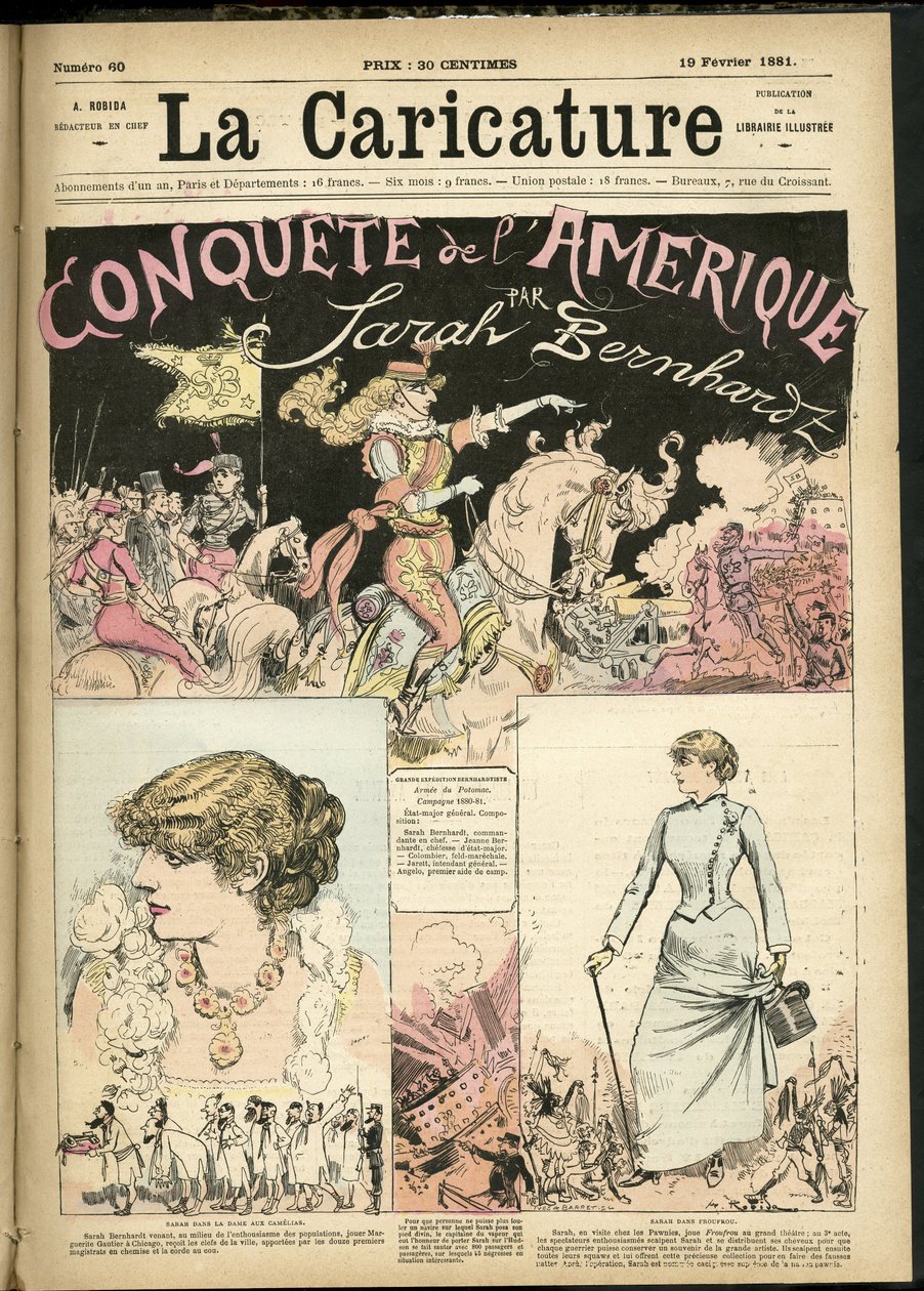 Illustrazione di Albert Robida (1848-1926) per la copertina di La Caricature (1880) da Albert Robida