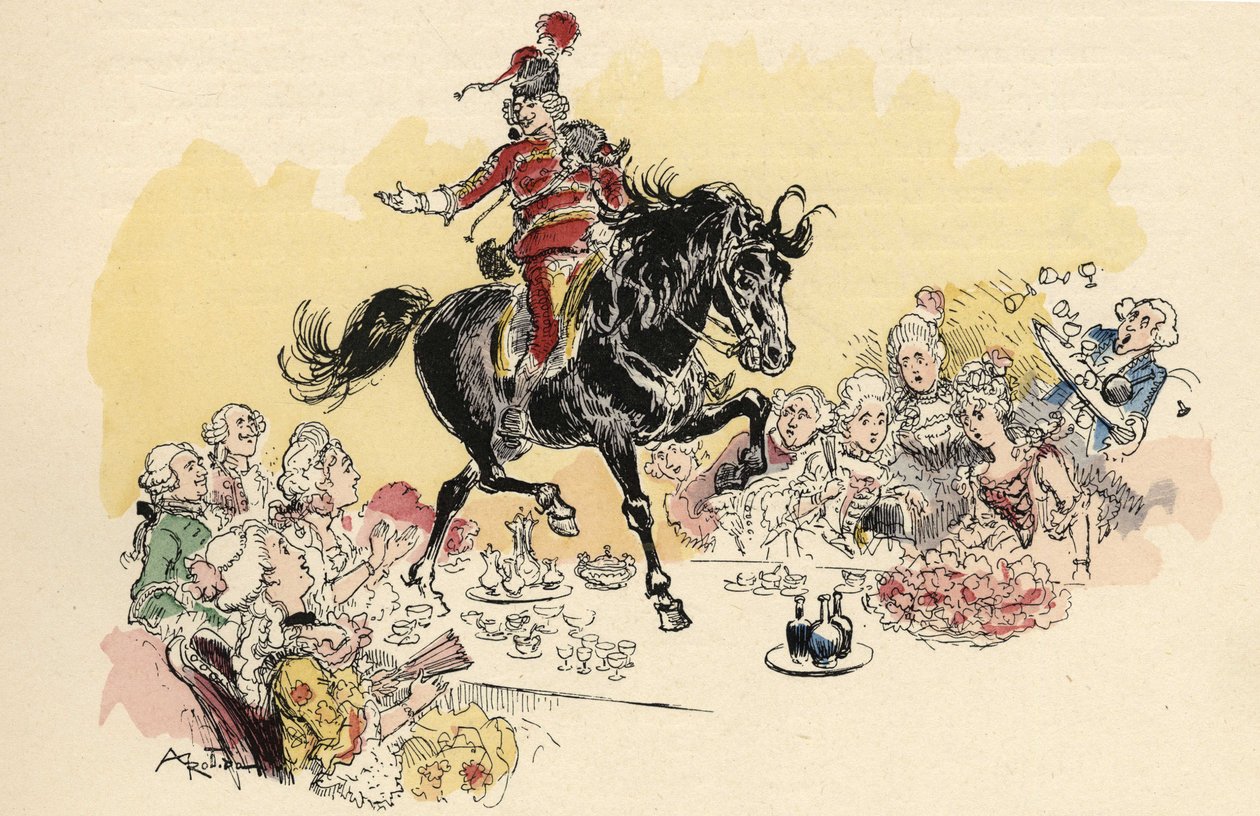 Illustrazione di Albert Robida in "Storia e avventure del Barone di Munchausen", H. Laurens Ed., fine XIX secolo da Albert Robida