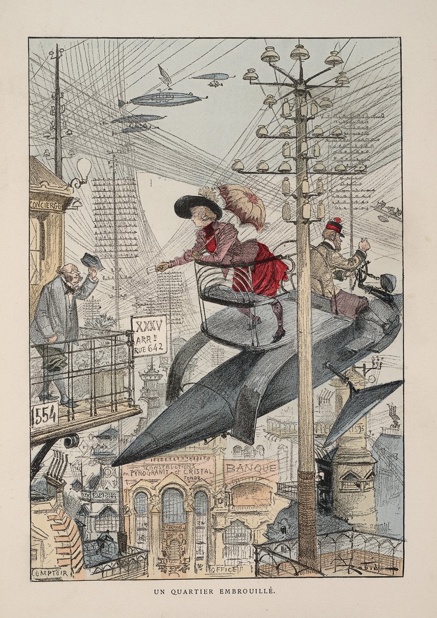 Illustrazione per Le vingtième siècle: La vie électrique da Albert Robida