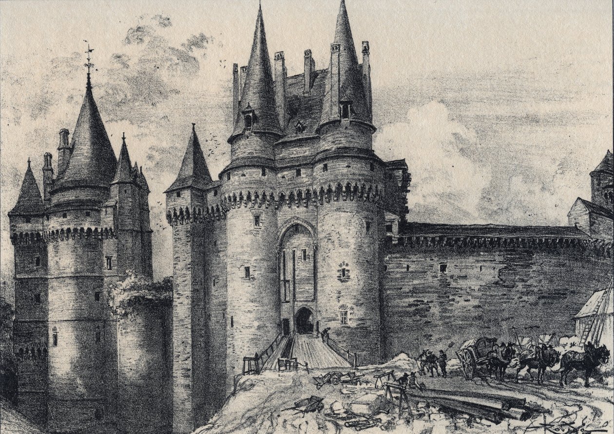 Le Chatelet a Vitré en Ille-et-Vilaine - La vieille France - La Bretagne - testo, disegni e litografie, di Albert Robida (1848-1926) fine XIX secolo da Albert Robida