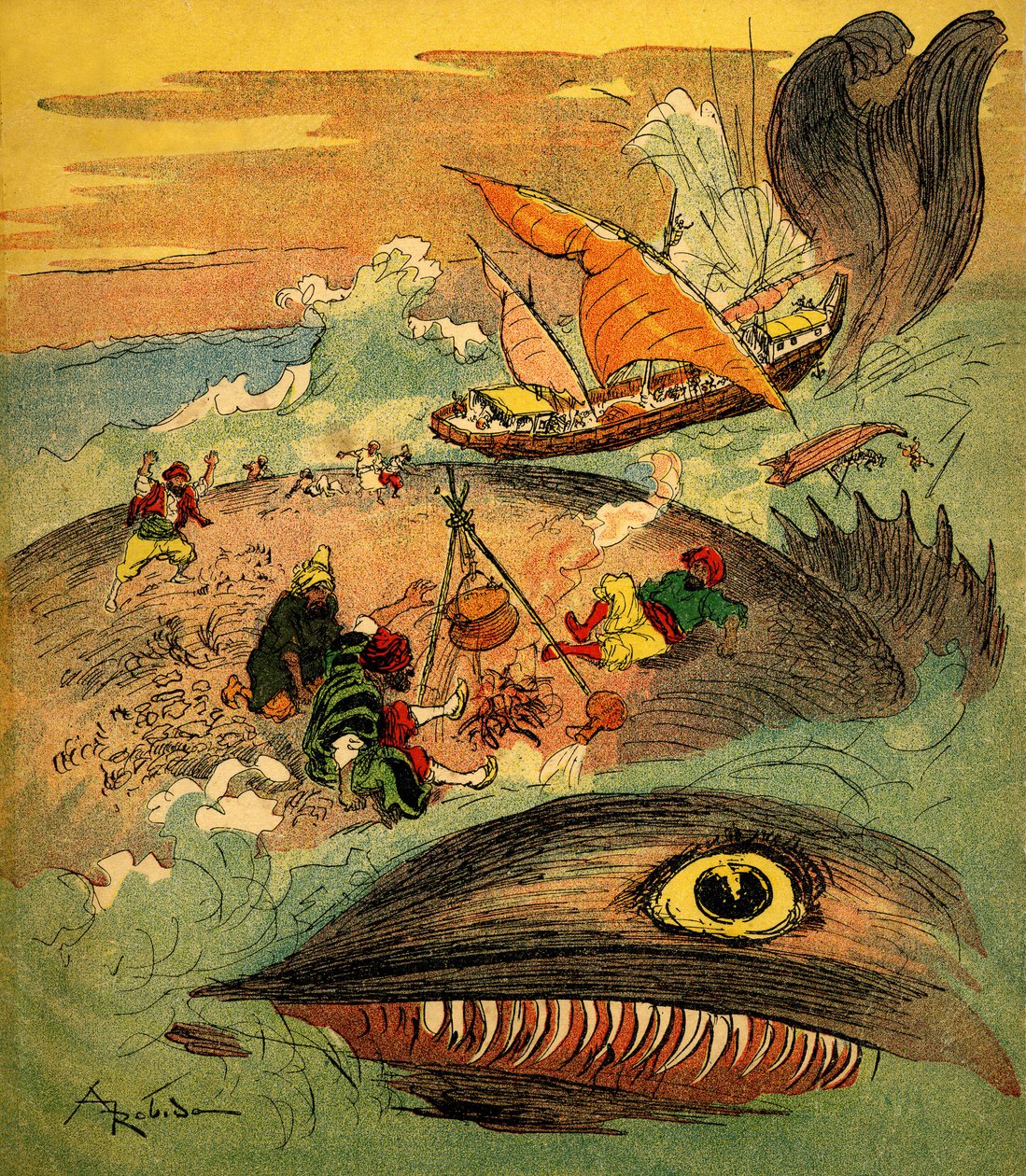Sindbad il marinaio - racconto delle mille e una notte (1001) - libro del 1948 che racconta le sue avventure (edizione Fortin, collezione Immagini Meravigliose dell