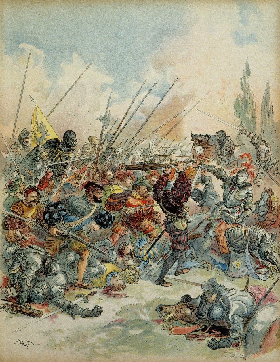 Sesta guerra italiana (1521-1526): Re Francesco I a Pavia il 24 febbraio da Albert Robida