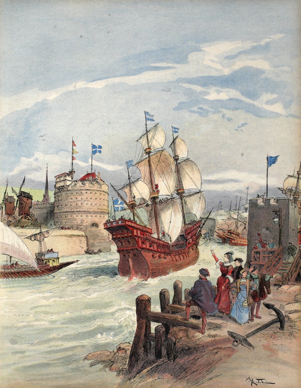 La flotta del re a Havre: La Belle Francoise, illustrazione da 