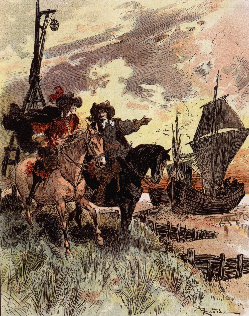 La timidezza del Capitano Bellormeau - "Bellormeau ispezionò Fort Philippe". Personaggio dal libro di Albert Robida. Copertina "Il piccolo francese illustrato" del 16/12/1899 da Albert Robida