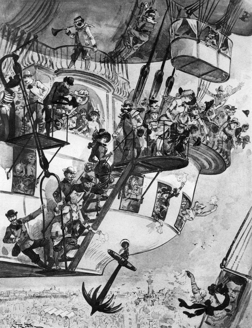 Trasporto del futuro da Albert Robida