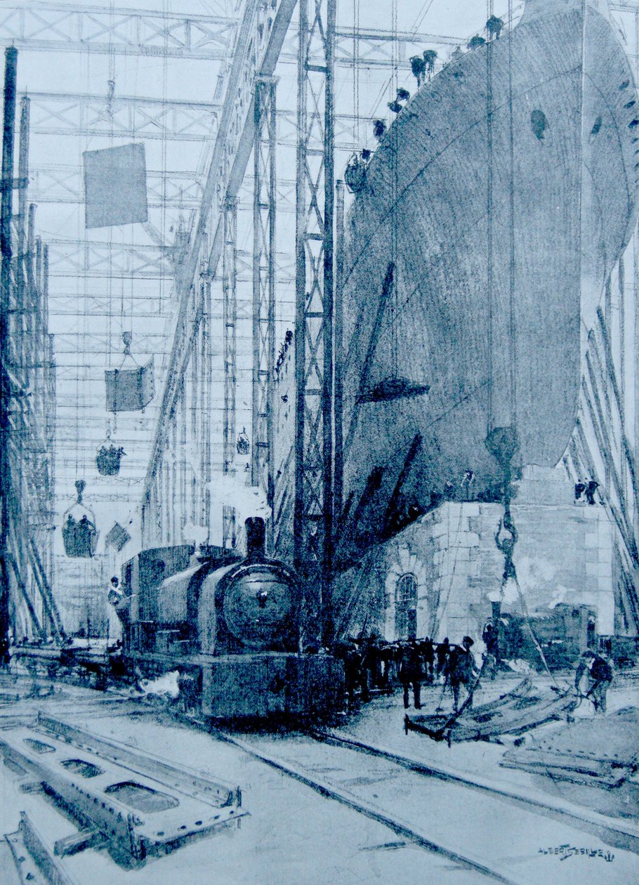 Un cantiere navale britannico da Albert Sébille