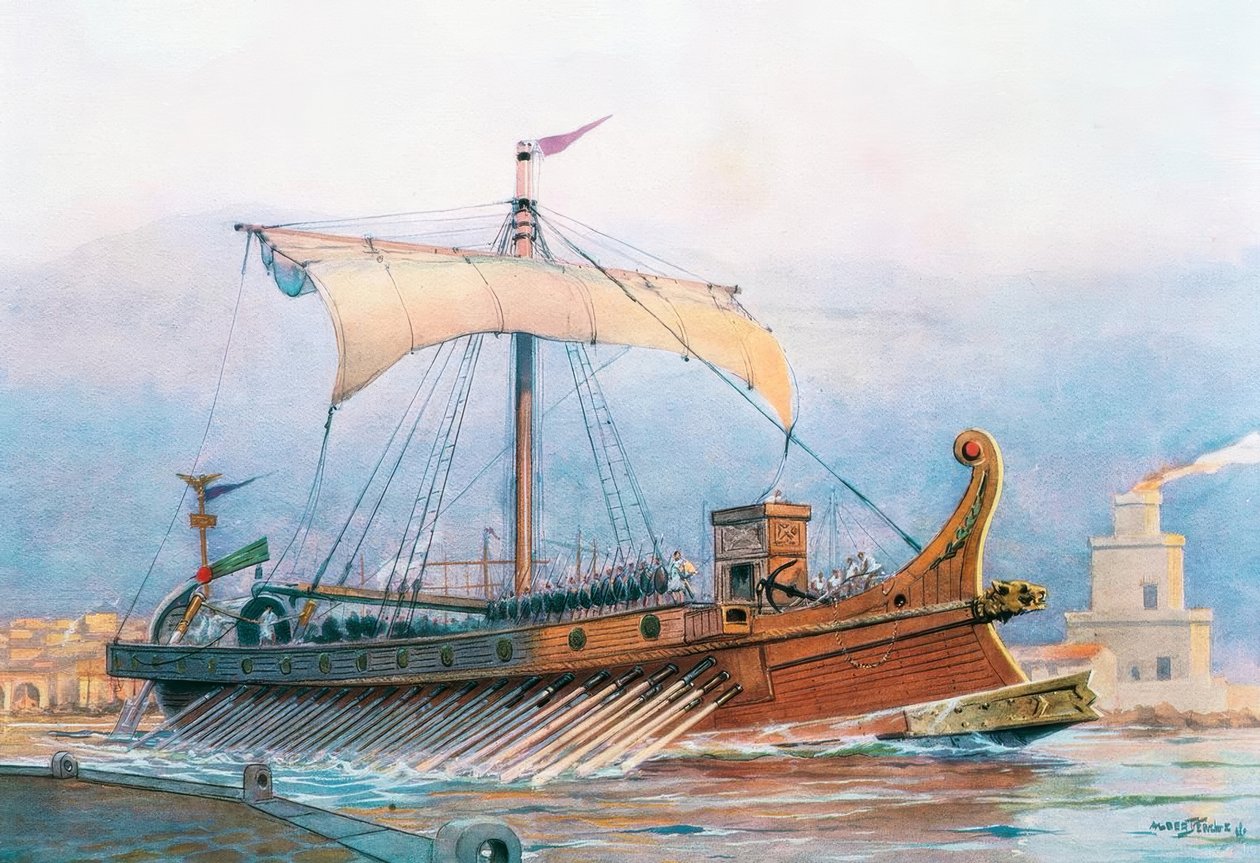 Nave imperiale romana che lascia l