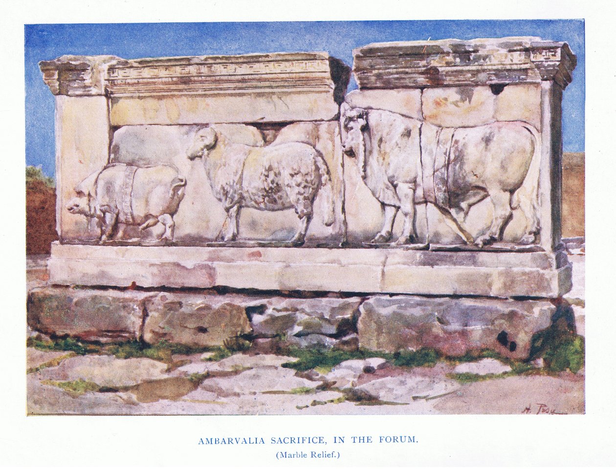 Sacrificio di Ambarvalia nel Foro (rilievo in marmo), da Roma pubblicato da A & C Black Ltd, 1925 da Alberto Pisa
