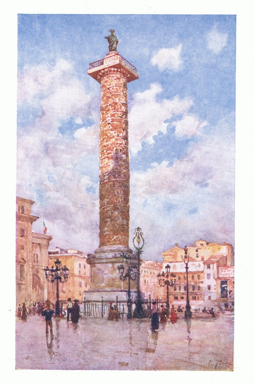 Colonna di Marco Aurelio, Piazza Colonna, da Roma pubblicato da A & C Black Ltd, 1925 da Alberto Pisa