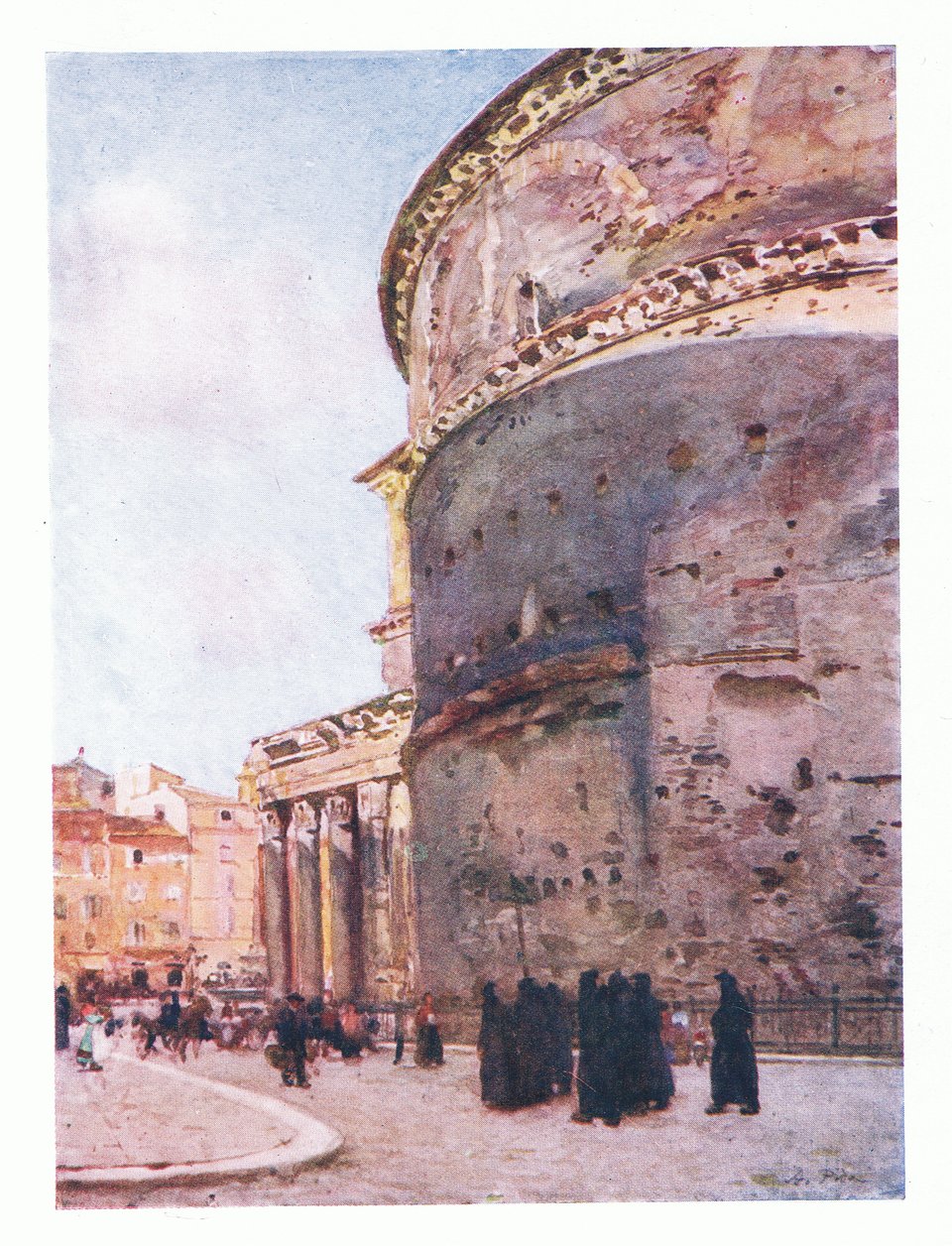 Pantheon, vista laterale, da Roma pubblicato da A & C Black Ltd, 1925 da Alberto Pisa