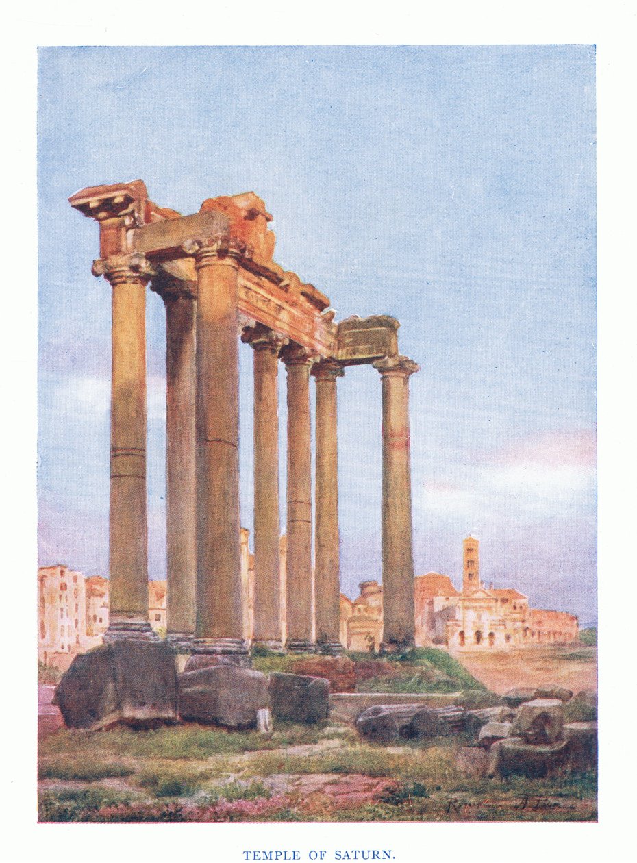 Tempio di Saturno, da Roma pubblicato da A & C Black Ltd, 1925 da Alberto Pisa