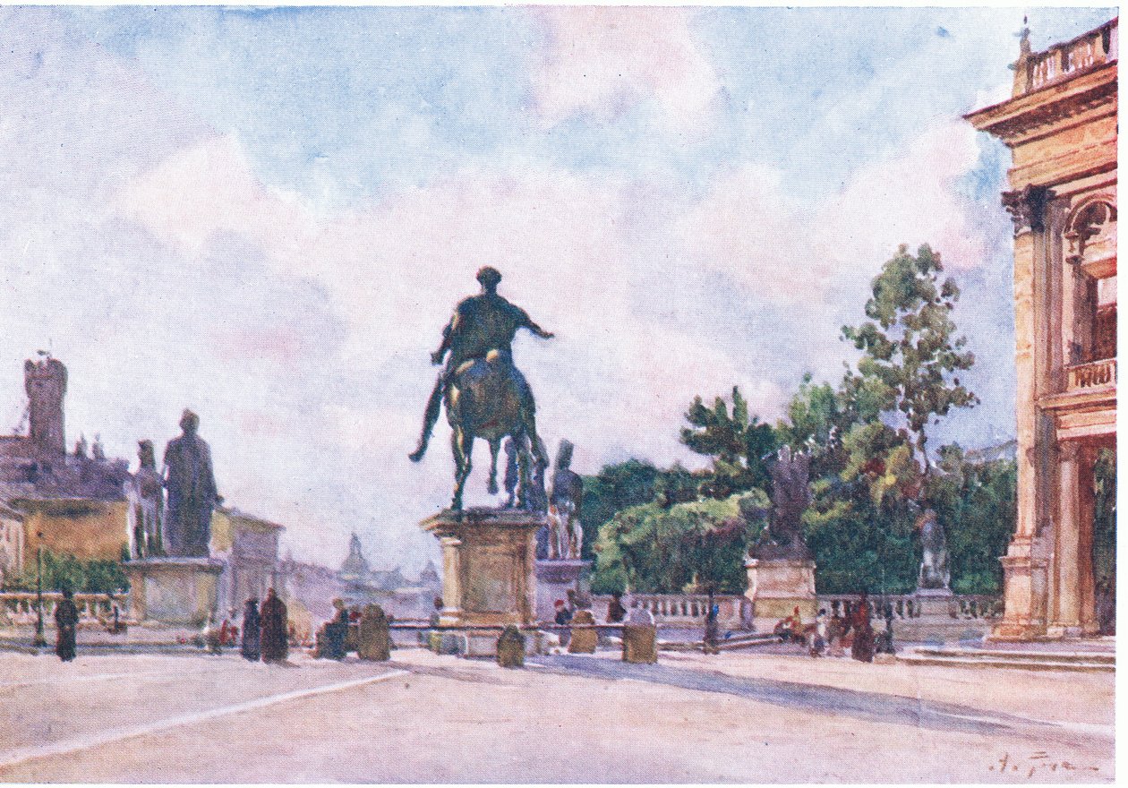 Il Campidoglio (statua in bronzo di Marco Aurelio), da Roma pubblicato da A & C Black Ltd, 1925 da Alberto Pisa