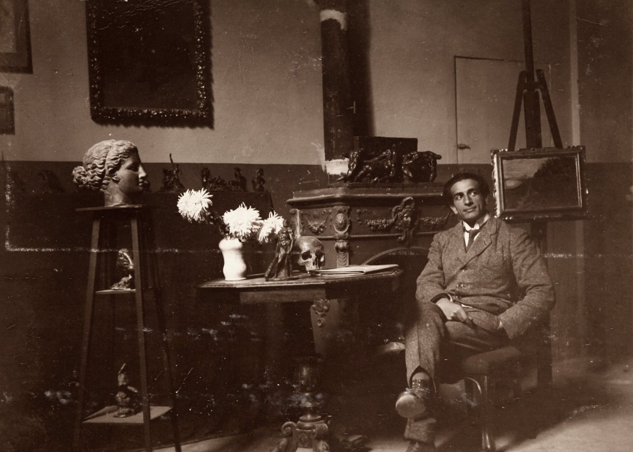 Lo scultore Mario Pelagatti nel suo studio, Firenze, 20/11/1920 da Alberto Fierli