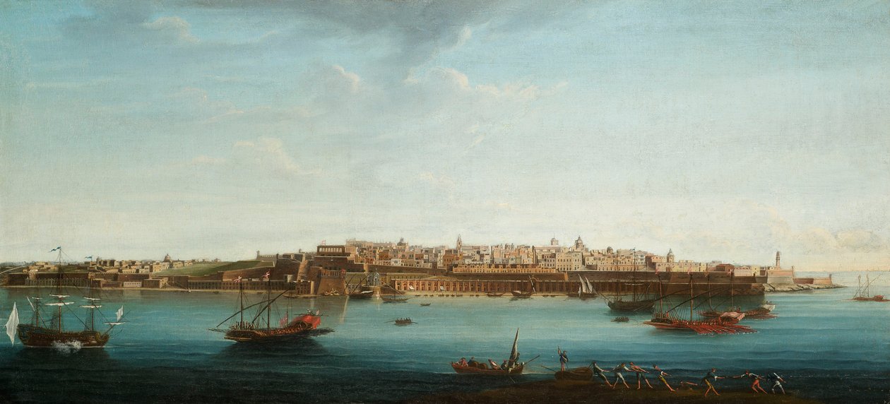 Uno di una serie di sette vedute di Valletta, Malta e dintorni, c.1753 da Alberto Pullicino
