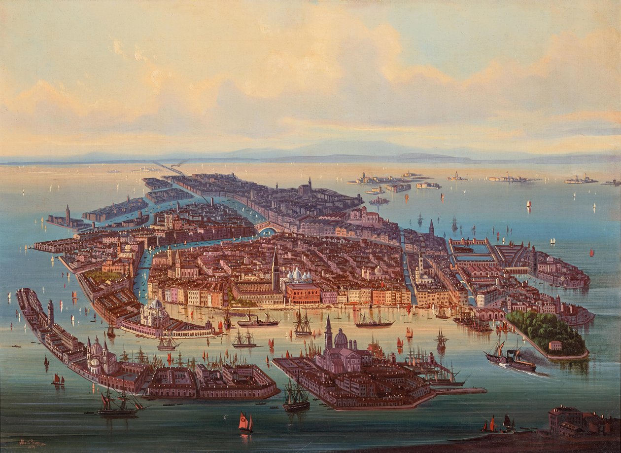 Veduta aerea di Venezia, 1867 da Alberto Rieger
