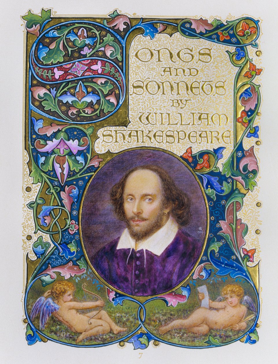 Frontespizio del libro con ritratto a colori di William Shakespeare dell