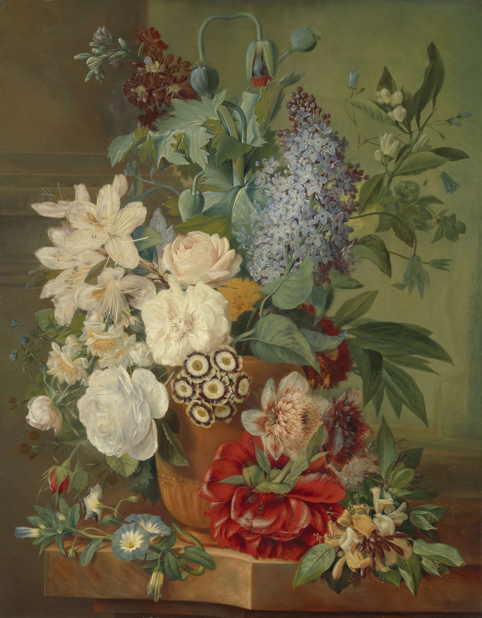 Fiori in un vaso di terracotta da Albertus Jonas Brandt