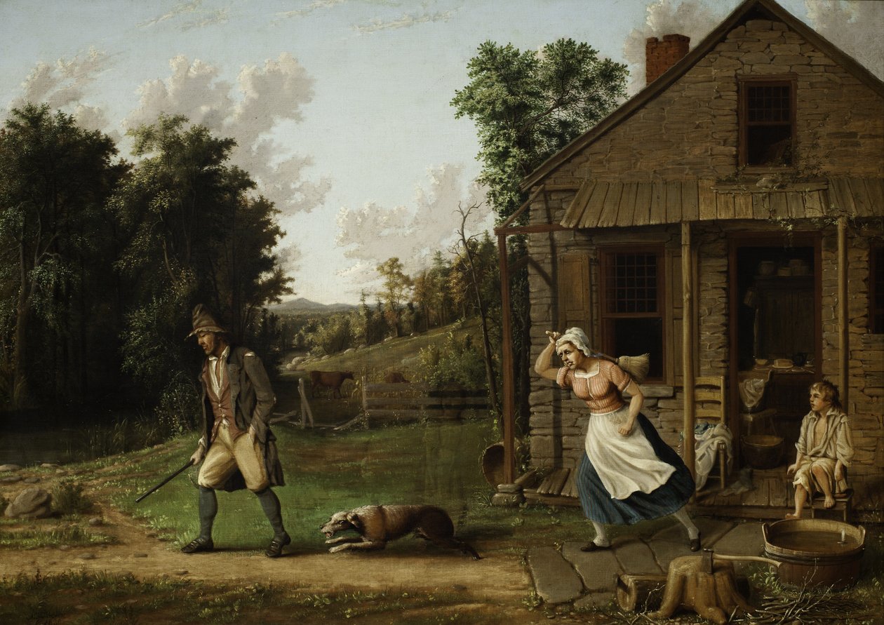 Rip Van Winkle cacciato di casa da Dame Van Winkle, 1880 da Albertus D.O Browere