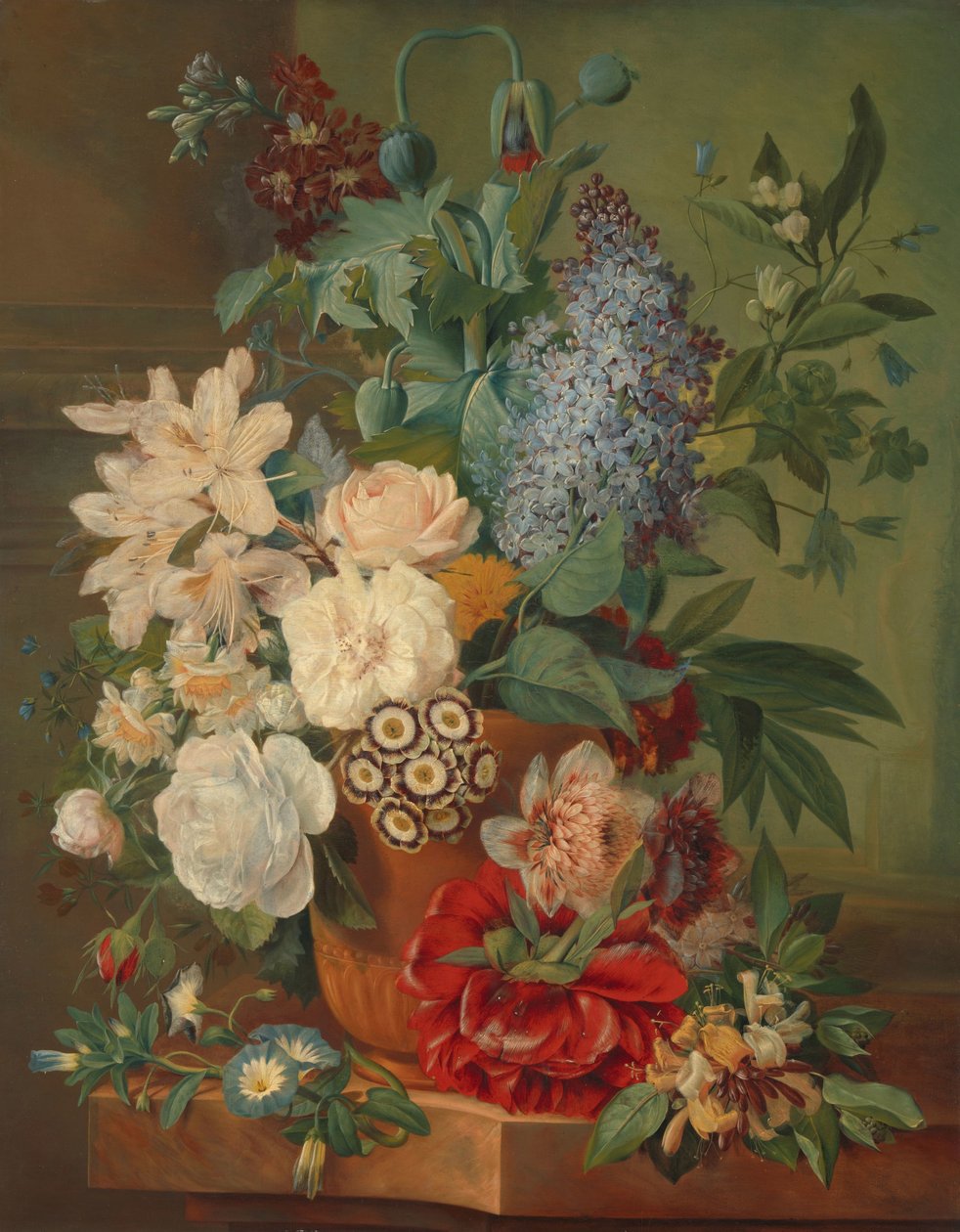 Fiori in un vaso di terracotta da Albertus Jonas Brandt