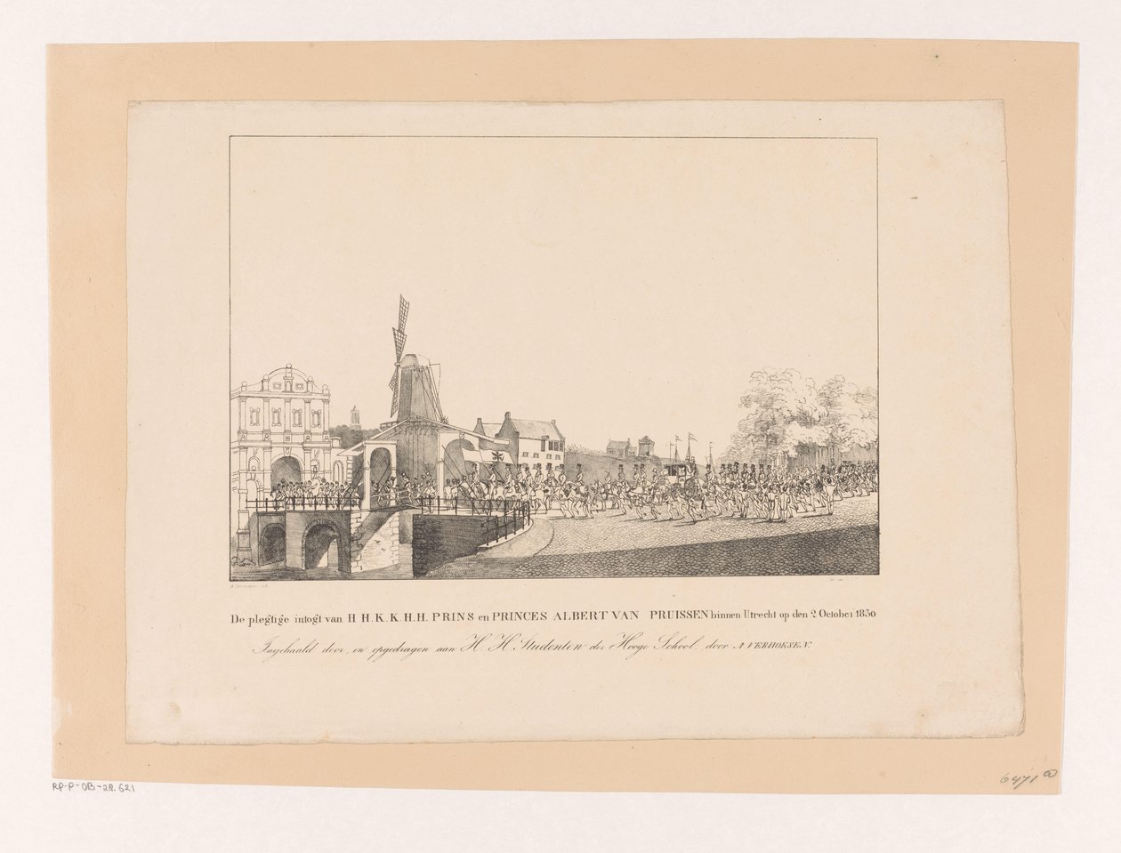 Ingresso della Principessa Marianne e del Principe Alberto a Utrecht, 1830 da Albertus Verhoesen