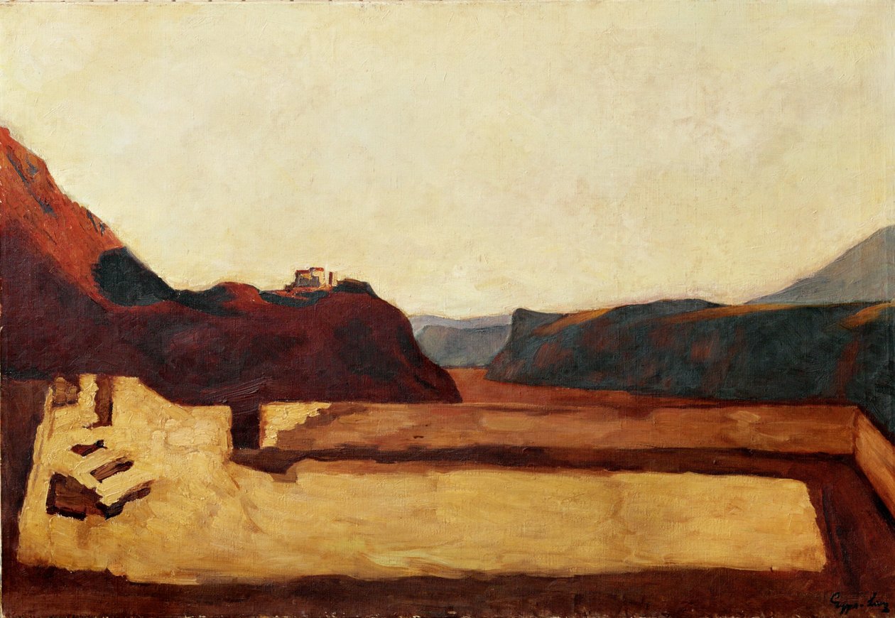 Am Kalvarienberg bei Bozen - Il Calvario presso Bolzano, Italia (dipinto su tela) da Albin Egger-Lienz