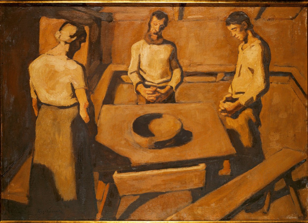 Contadini che pregano a tavola (ansimando) da Albin Egger-Lienz