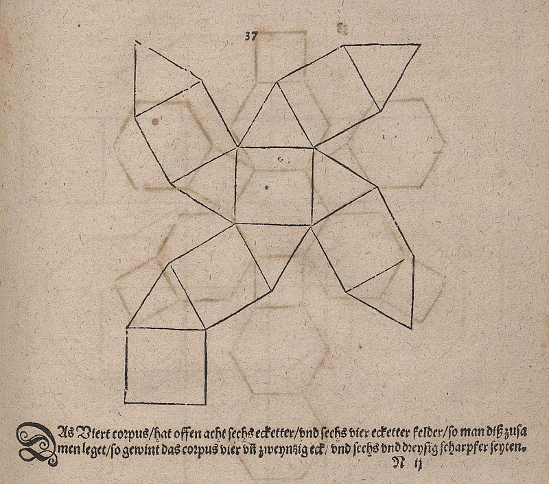 Sviluppo di un cubottaedro da Albrecht Dürer