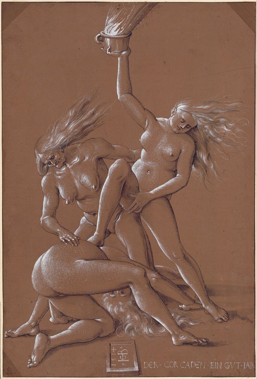 Saluto di Capodanno con tre streghe da Albrecht Dürer