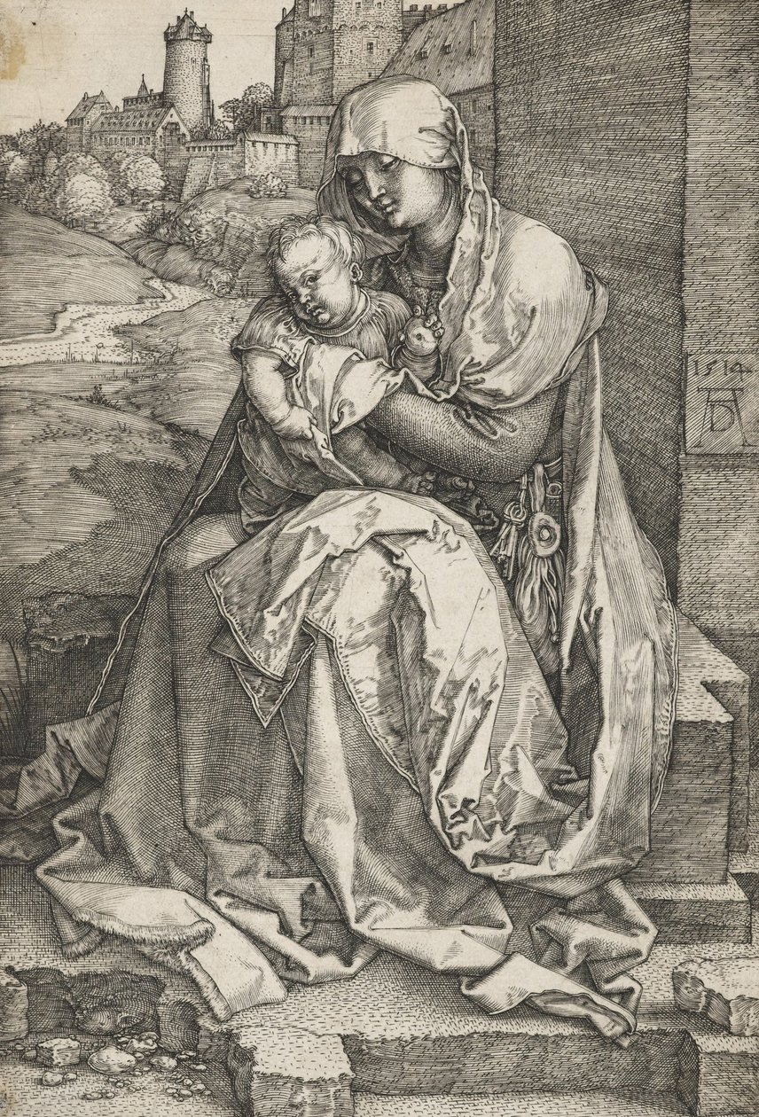 La Vergine seduta vicino a un muro da Albrecht Dürer