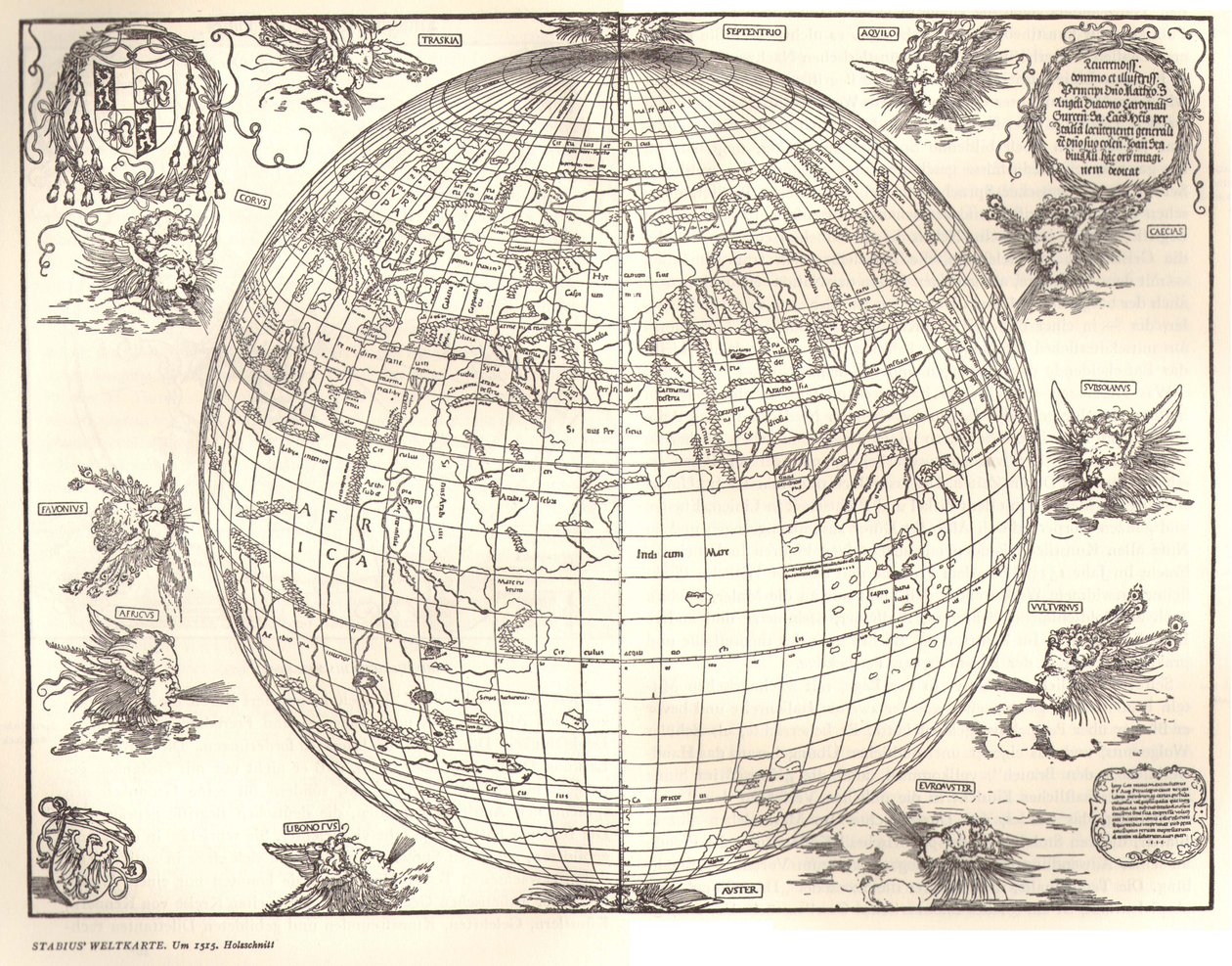 Probabilmente la prima rappresentazione prospettica della terra come globo da Albrecht Dürer Johannes Stabius