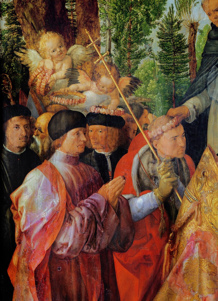 La festa dei giardini delle rose, (dettaglio) a sinistra: preghiera, 1506 da Albrecht Dürer