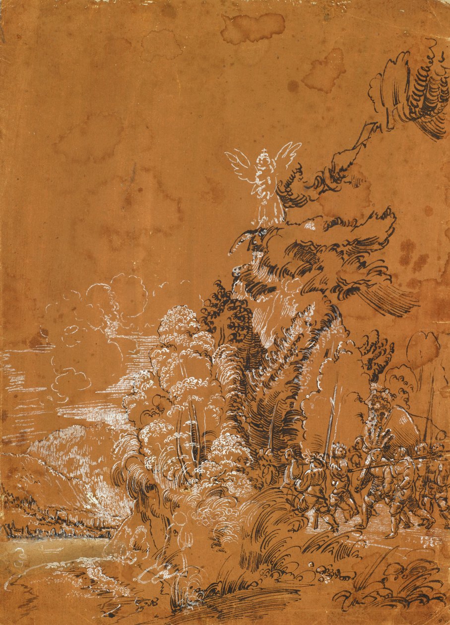 Paesaggio forestale con angeli e mercenari da Albrecht Altdorfer
