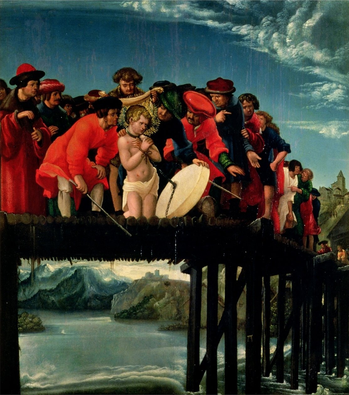 Tedesco: Brückensturz des hl. Florian Il martirio di San Floriano da Albrecht Altdorfer